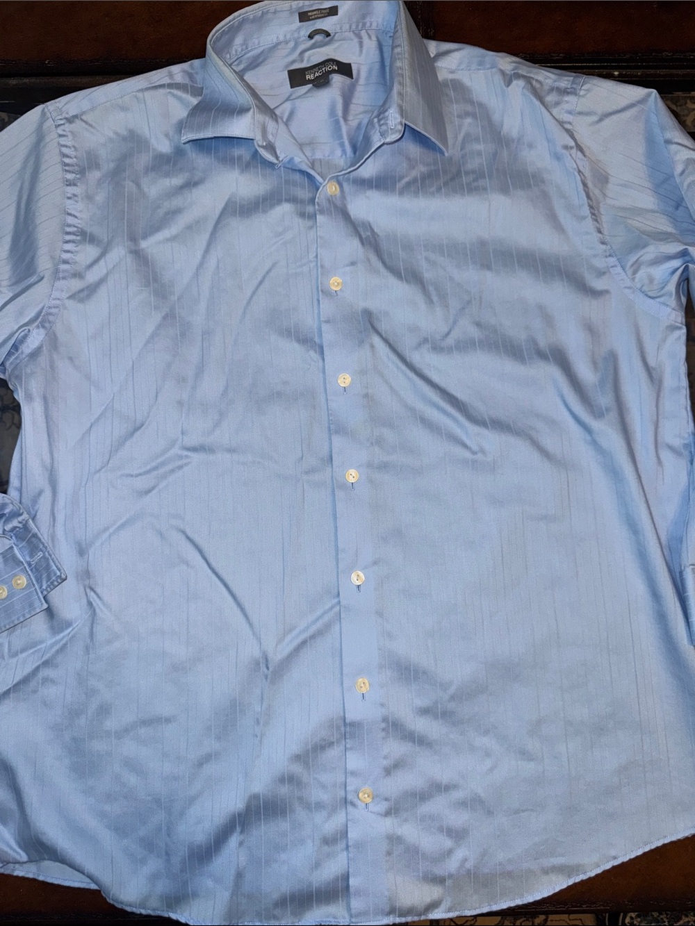 Kenneth Cole Reaction Pale Blue Men's Dress Shirt with Subtle Stripe